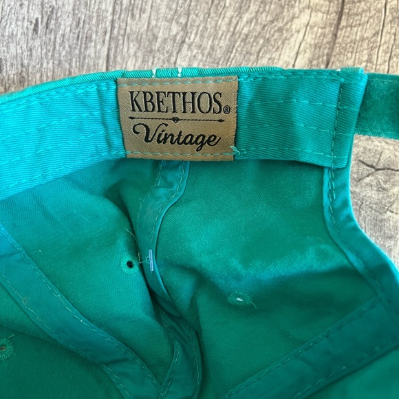 Kbethos Vintage Green Denim Hat W/ Patches Sometimes wine is necessary. - Picture 5 of 7